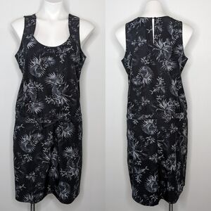 FIG Clothing black floral drawstring waist active dress M
